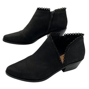 Costa Combo Nameria NEW Women 8M Black Leather Bootie Ankle Scalloped Cutout Zip